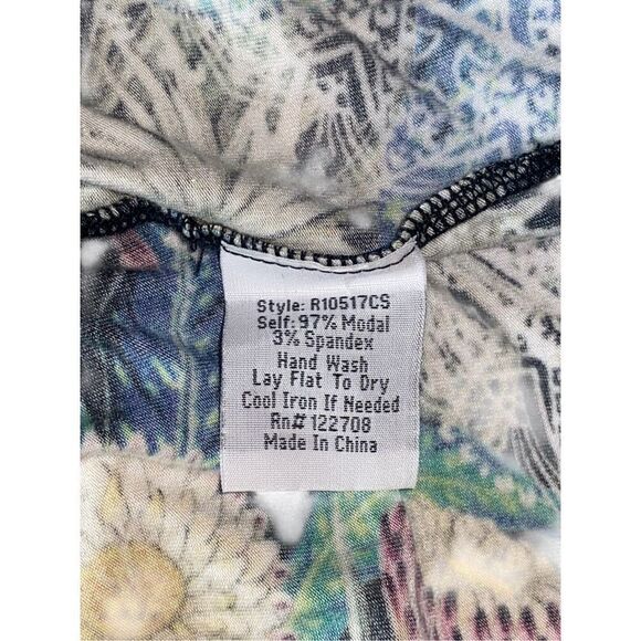 Johnny Was Womens Multicolor Relaxed Abstract Floral Short Sleeve T-Shirt Medium - Picture 5 of 5